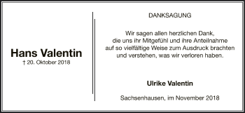 Traueranzeige von Hans Valentin von WLZ