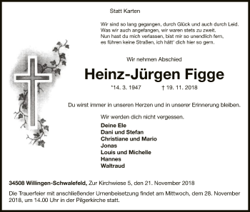 Traueranzeige von Heinz-Jürgen Figge von WLZ