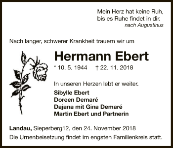 Traueranzeige von Hermann Ebert von WLZ