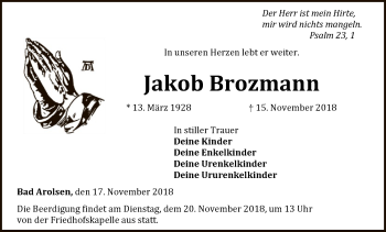 Traueranzeige von Jakob Brozmann von WLZ