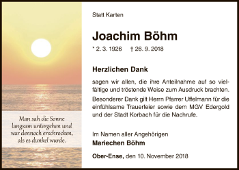 Traueranzeige von Joachim Böhm von WLZ