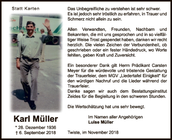 Traueranzeige von Karl Müller von WLZ