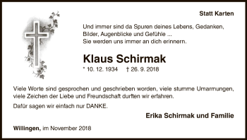 Traueranzeige von Klaus Schirmak von WLZ