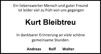 Traueranzeige von Kurt Bleibtreu von WLZ