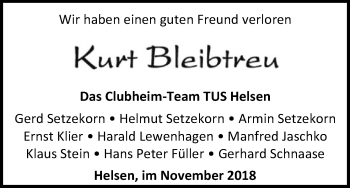 Traueranzeige von Kurt Bleibtreu von WLZ