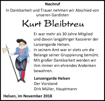 Traueranzeige von Kurt Bleibtreu von WLZ