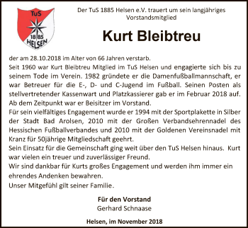 Traueranzeige von Kurt Bleibtreu von WLZ