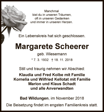 Traueranzeige von Margarete Scheerer von WLZ