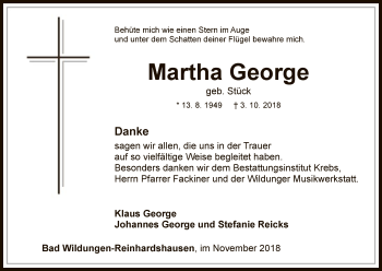 Traueranzeige von Martha George von WLZ