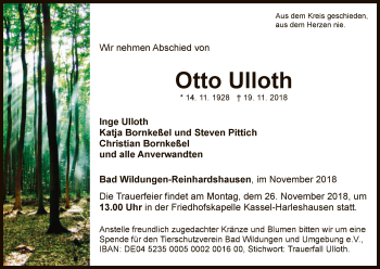 Traueranzeige von Otto Ulloth von WLZ