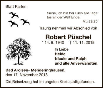 Traueranzeige von Robert Püschel von WLZ