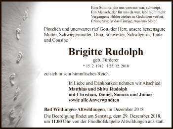 Traueranzeige von Brigitte Rudolph von WLZ