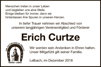 Traueranzeige von Erich Curtze von WLZ