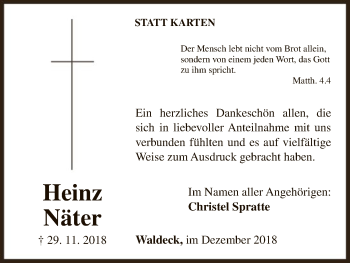 Traueranzeige von Heinz Näter von WLZ