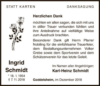 Traueranzeige von Ingrid Schmidt von WLZ