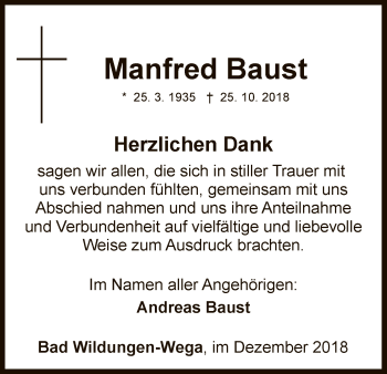 Traueranzeige von Manfred Baust von WLZ