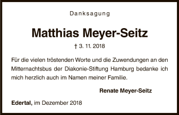 Traueranzeige von Matthias Meyer-Seitz von WLZ