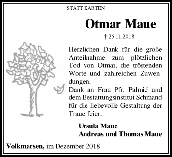 Traueranzeige von Otmar Maue von WLZ