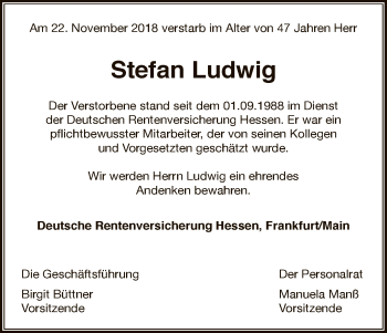 Traueranzeige von Stefan Ludwig von WLZ