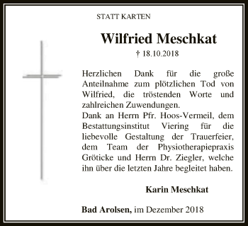 Traueranzeige von Wilfried Meschkat von WLZ