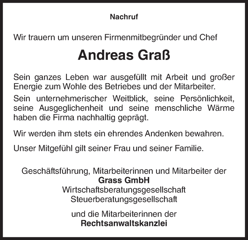  Traueranzeige für Andreas Graß vom 09.03.2018 aus Waldeckische Landeszeitung