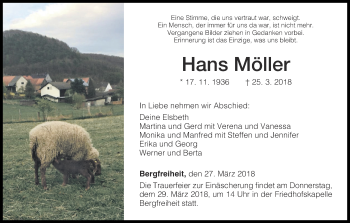 Traueranzeige von Hans Möller von Waldeckische Landeszeitung