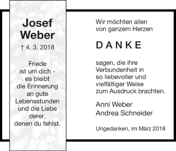 Traueranzeige von Josef Weber von Waldeckische Landeszeitung