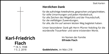 Traueranzeige von Karl-Friedrich Flach von Waldeckische Landeszeitung