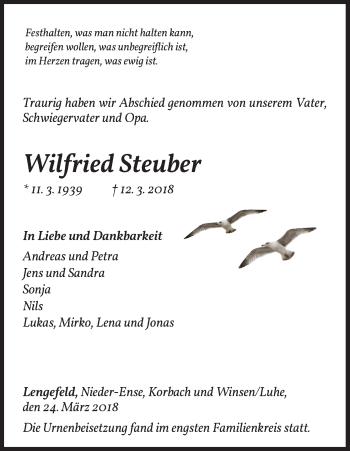 Traueranzeige von Wilfried Steuber von Waldeckische Landeszeitung