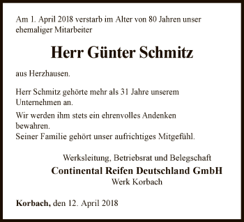 Traueranzeige von Günter Schmitz von WLZ