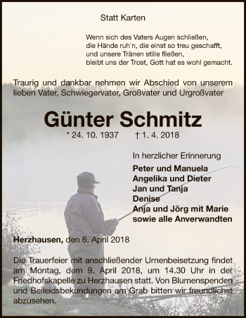 Traueranzeige von Günter Schmitz von Waldeckische Landeszeitung