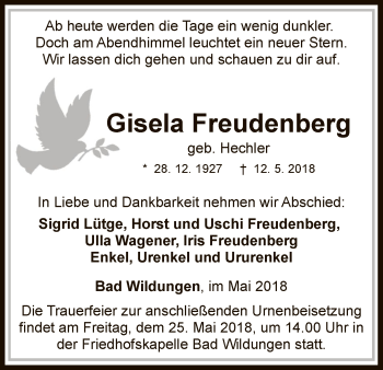 Traueranzeige von Gisela Freudenberg von WLZ