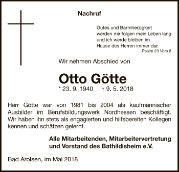 Traueranzeige von Otto Götte von WLZ