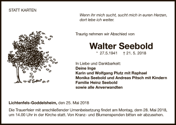 Traueranzeige von Walter Seebold von WLZ