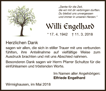 Traueranzeige von Willi Engelhard von WLZ