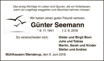 Traueranzeige von Günter Seemann von WLZ