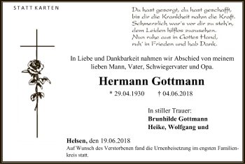 Traueranzeige von Hermann Gottmann von WLZ