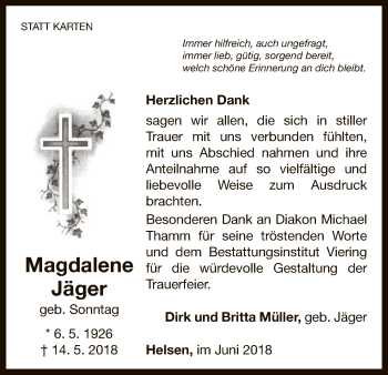 Traueranzeige von Magdalene Jäger von WLZ