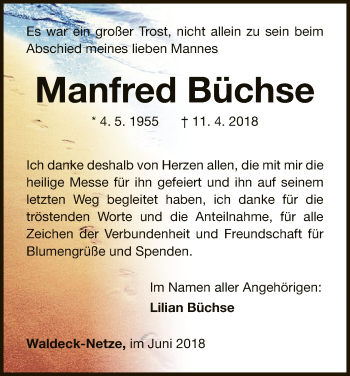 Traueranzeige von Manfred Büchse von WLZ