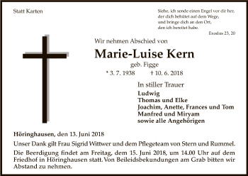 Traueranzeige von Marie-Luise Kern von WLZ