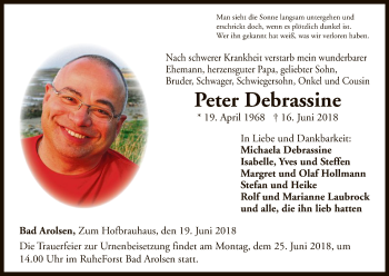 Traueranzeige von Peter Debrassine von WLZ