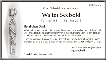 Traueranzeige von Walter Seebold von WLZ