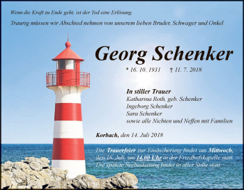 Traueranzeige von Georg Schenker von WLZ