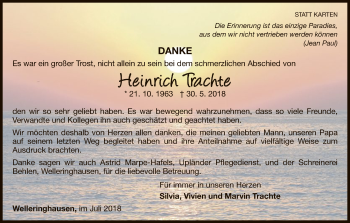 Traueranzeige von Heinrich Trachte von WLZ