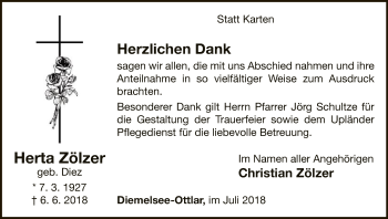 Traueranzeige von Herta Zölzer von WLZ