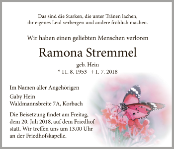 Traueranzeige von Ramona Stremmel von WLZ