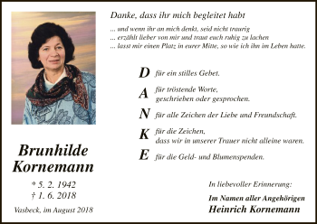 Traueranzeige von Brunhilde Kornemann von WLZ