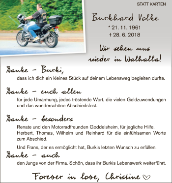Traueranzeige von Burkhard Volke von WLZ