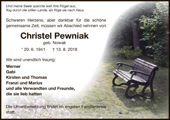 Traueranzeige von Christel Pewniak von WLZ