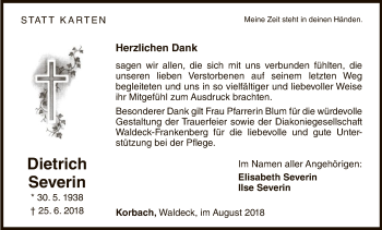 Traueranzeige von Dietrich Severin von WLZ